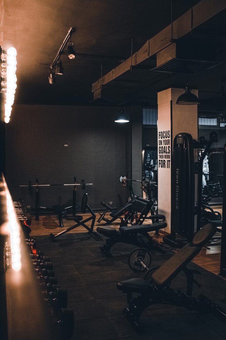 Sala de musculação com equipamentos de academia