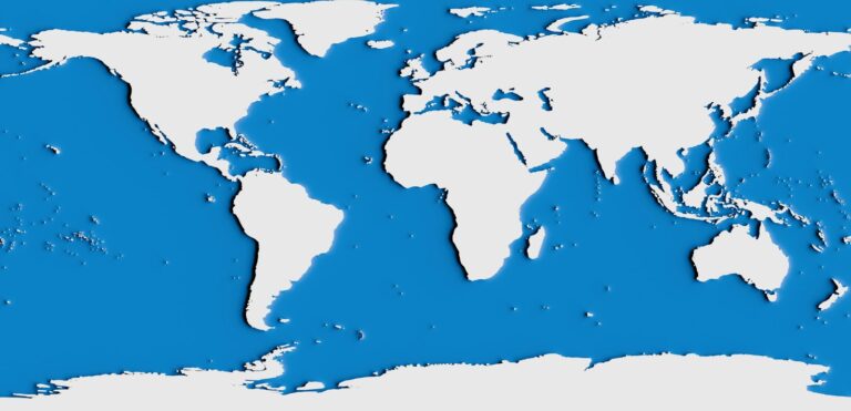 Mapa-múndi em tons de azul
